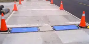 Massload's Ultraslim truck scale installed at an industrial site.